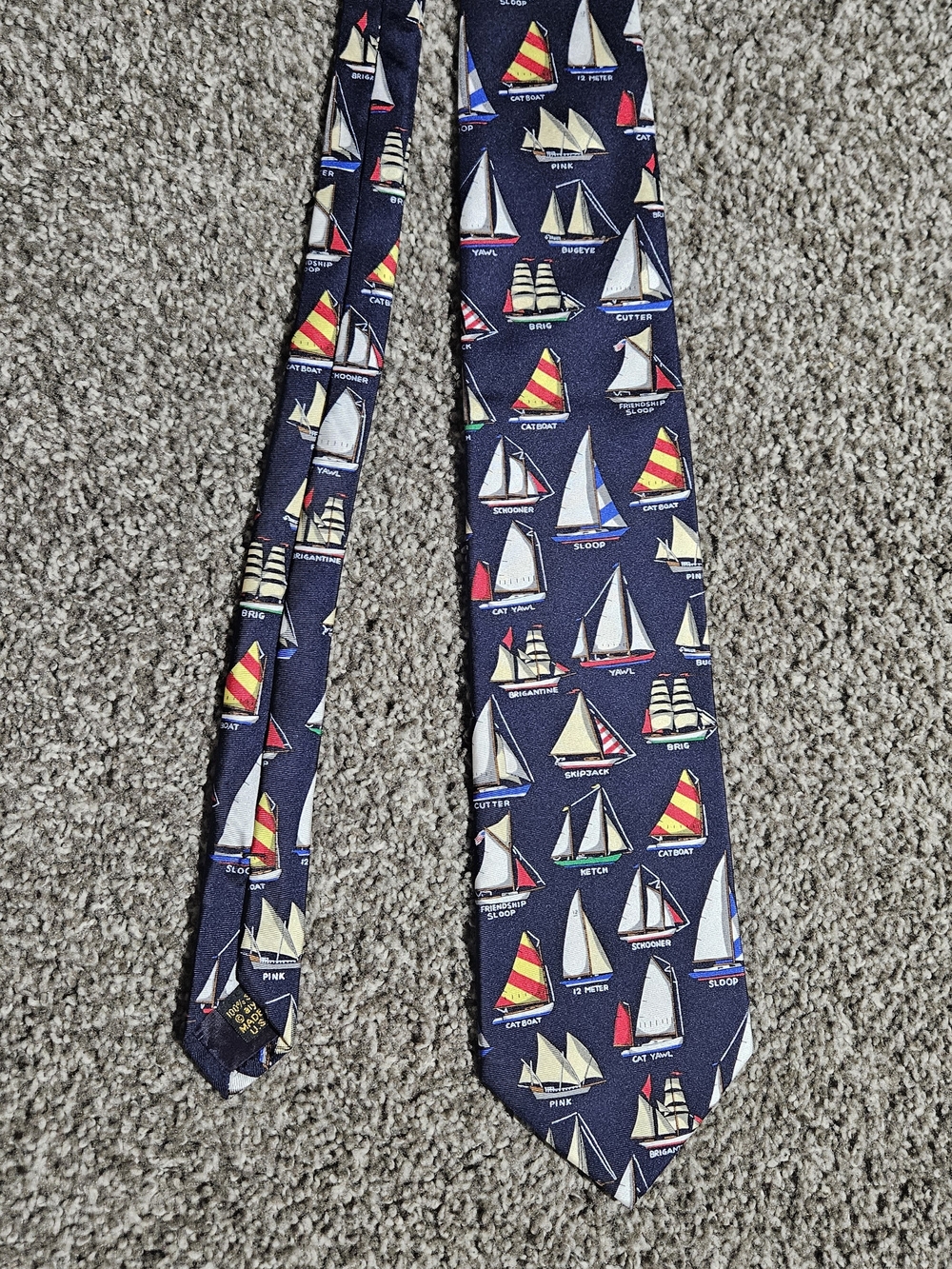 Alynn Neckwear Silk Tie Mens OS Navy Blue Boat Made In USA